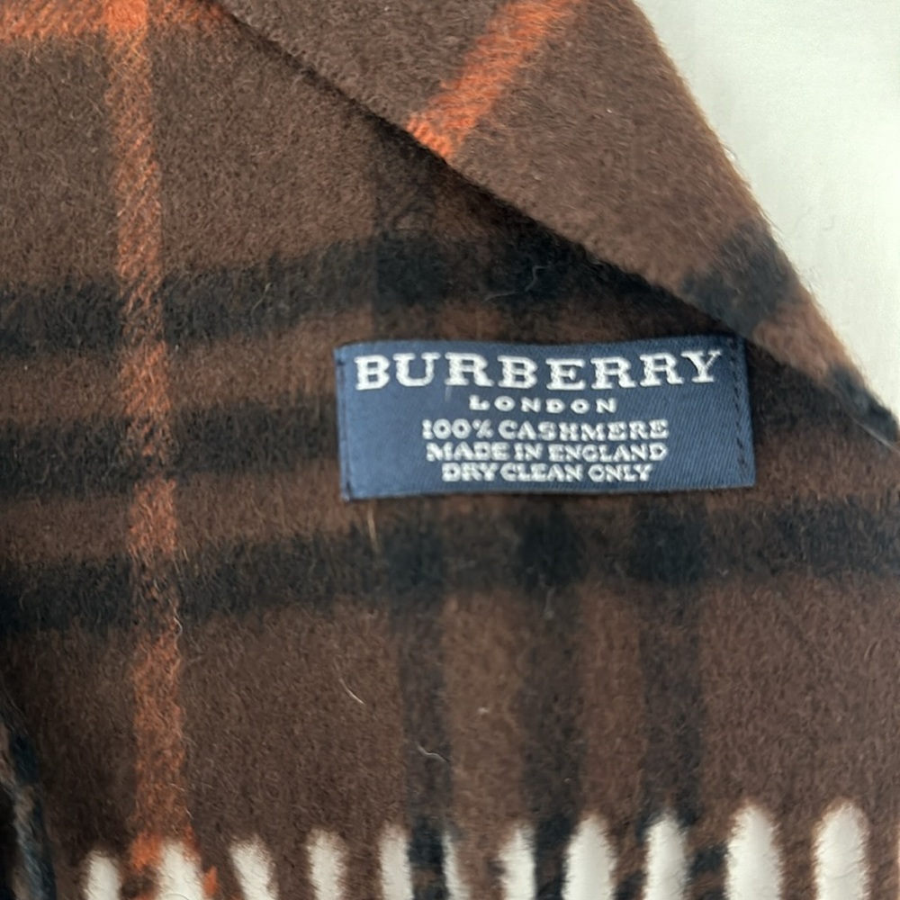Burberry cashmere plaid scarf brown